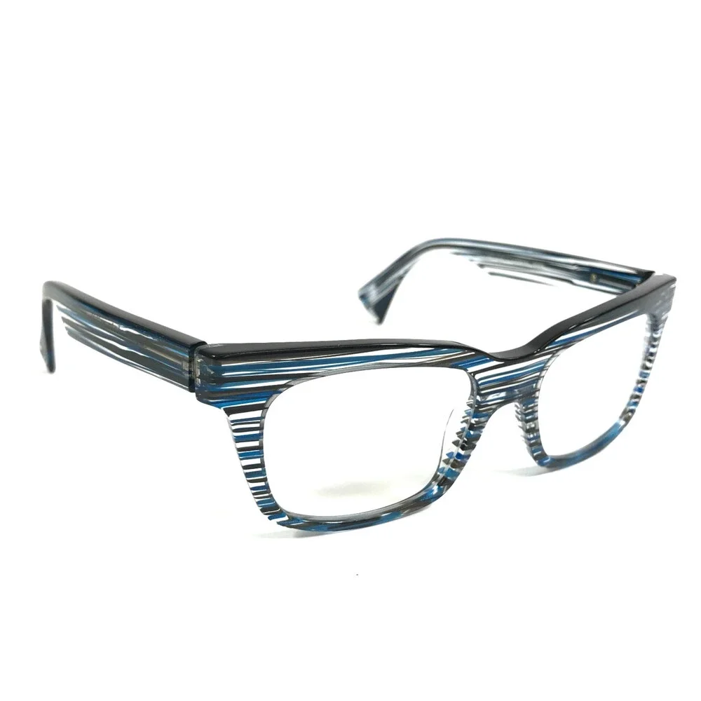 Alain Mikli Eyeglasses Frames A03021 3089 Striped Black Blue Full Rim 50-17-145